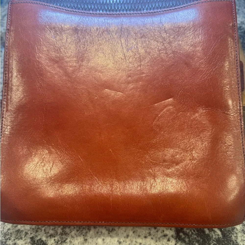 Bally Cognac Leather Document Bag with Gold Lock